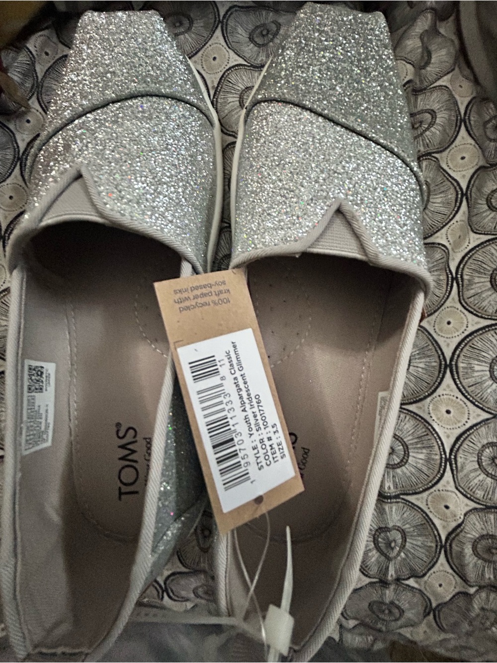 TOMS Silver Glitter Alpargata Loafers